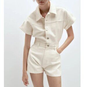 NWT Zara Shimmery Denim Jumpsuit Size Large